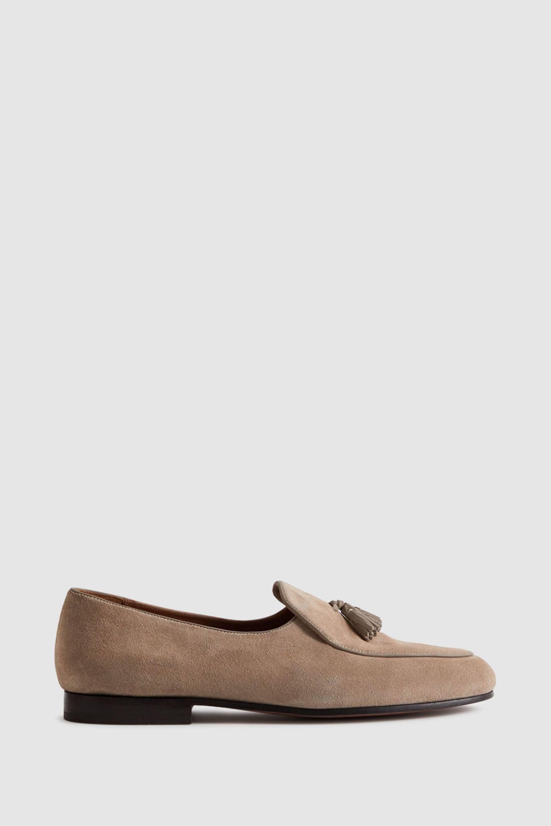 Reiss Taupe Harry Suede Slip-On Belgian Loafers - Image 1 of 5