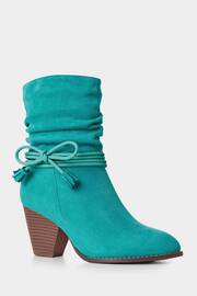 Joe Browns Green Teal Tassel Bow Ankle Boots - Image 3 of 5