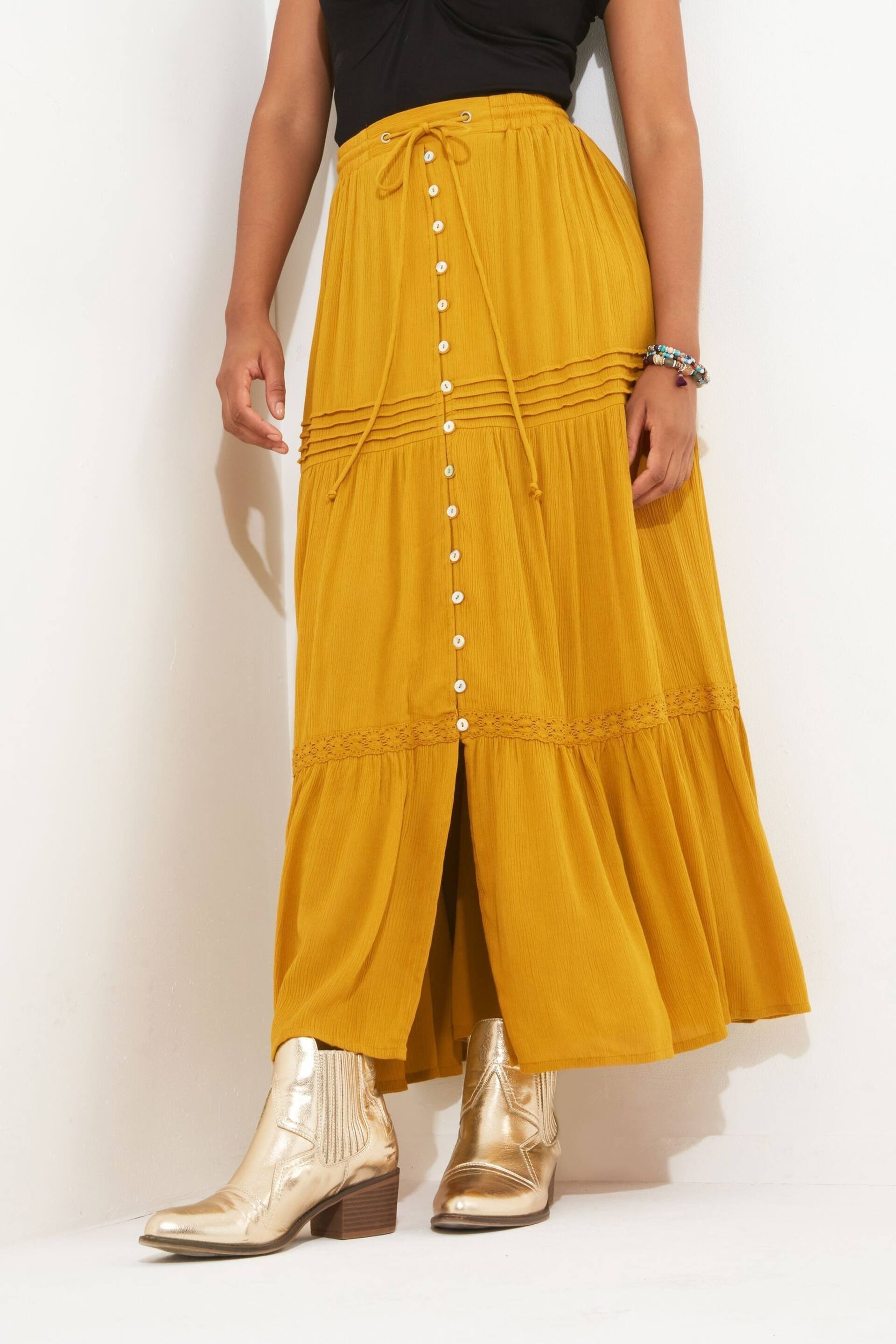 Joe Browns Yellow Pintuck Tie Waist Maxi Skirt - Image 1 of 5