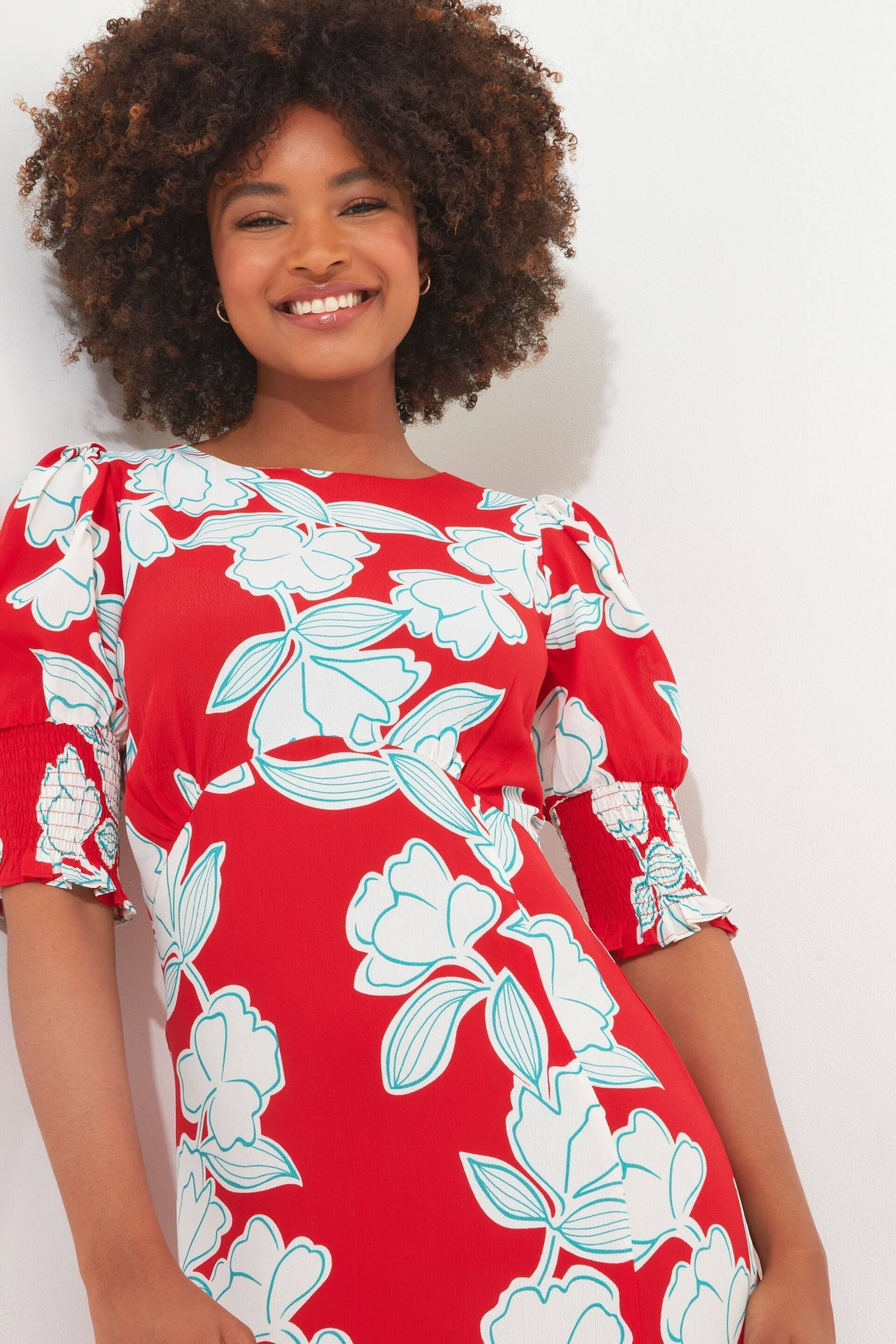 Joe Browns Red Oversized Floral Midi Dress - Image 6 of 7