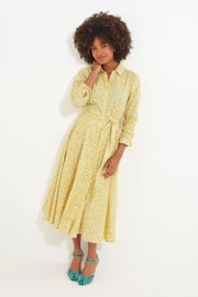 Joe Browns Yellow Petite Spring Floral Midi Shirt Dress - Image 3 of 4