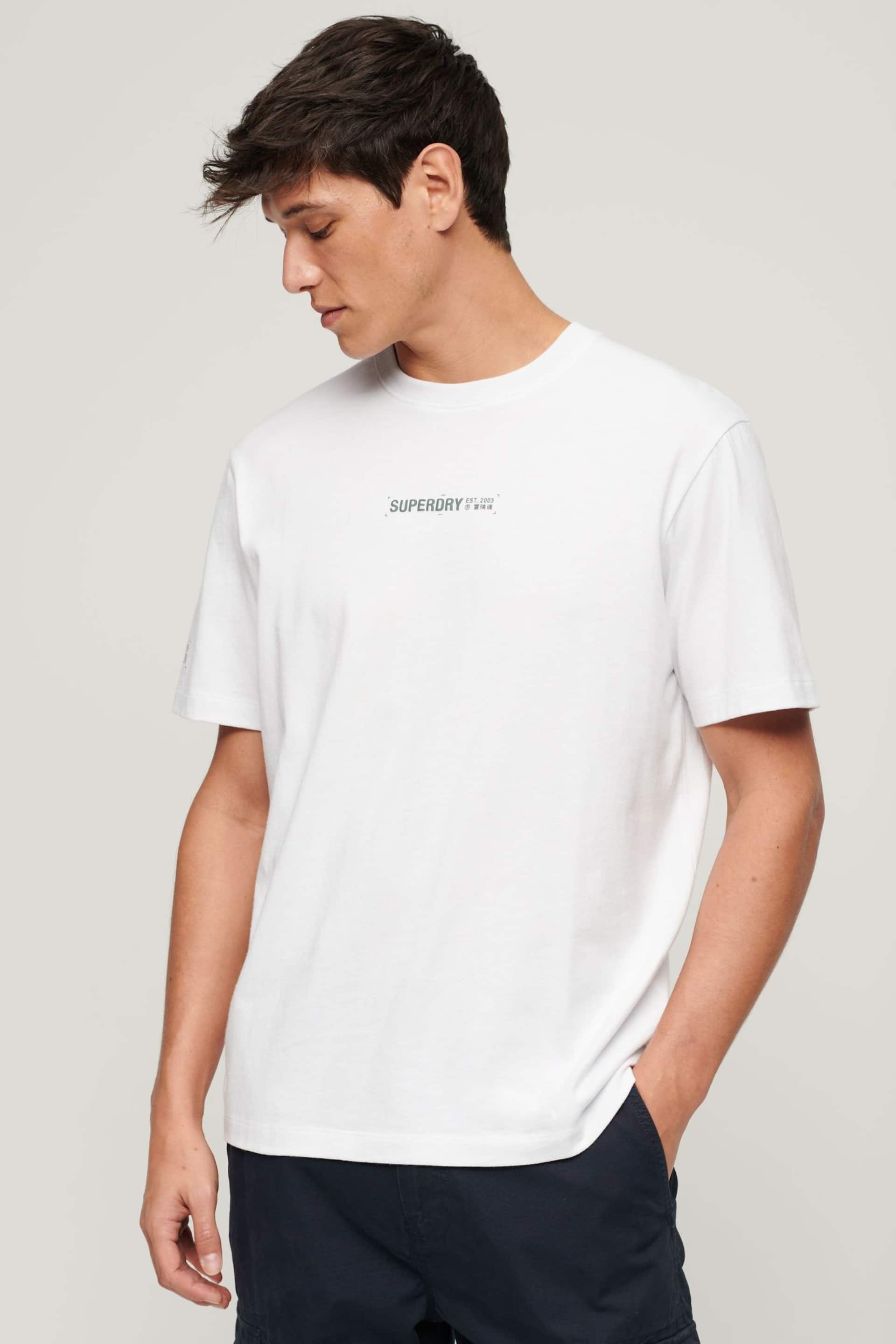Superdry White Loose Fit Utility Sport Logo T-Shirt - Image 1 of 5