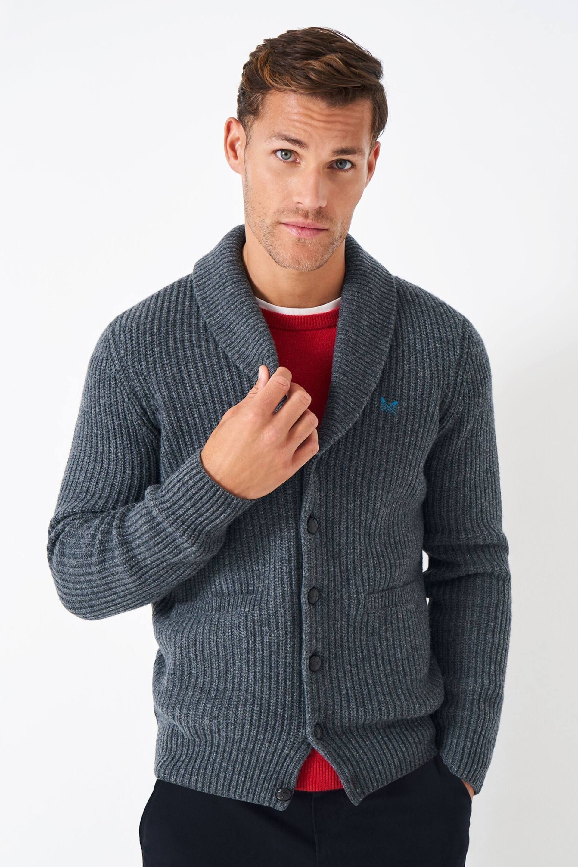 Crew Clothing Company Grey Wool Classic Cardigan - Image 1 of 5