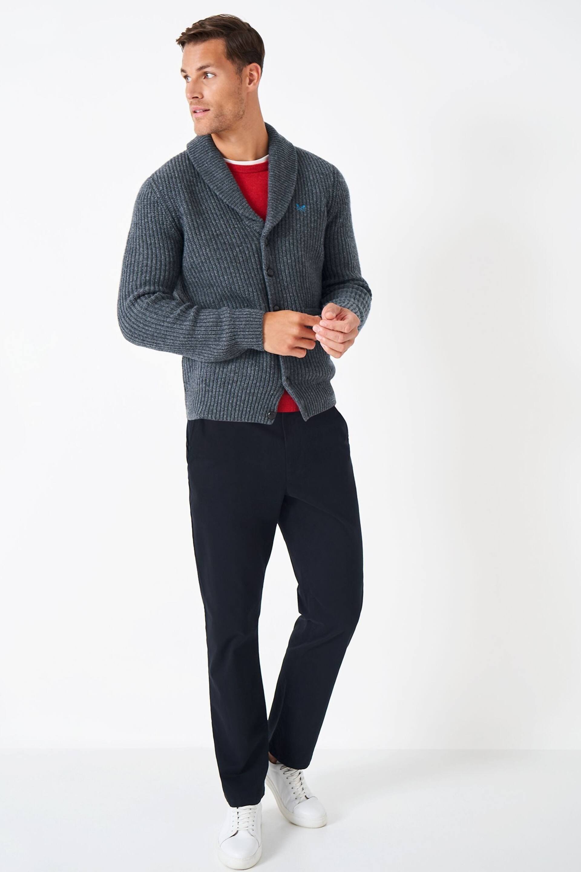 Crew Clothing Company Grey Wool Classic Cardigan - Image 3 of 5