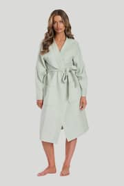Loungeable Natural Sage Cotton Waffle Robe - Image 4 of 6
