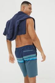 FatFace Blue Camber Placement Stripe Swim Shorts - Image 2 of 4
