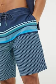 FatFace Blue Camber Placement Stripe Swim Shorts - Image 3 of 4