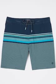 FatFace Blue Camber Placement Stripe Swim Shorts - Image 4 of 4