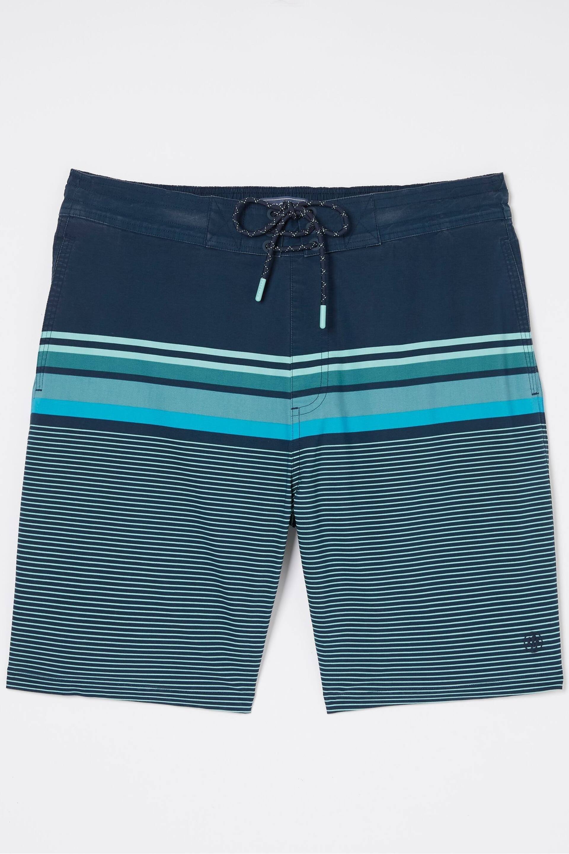 FatFace Blue Camber Placement Stripe Swim Shorts - Image 4 of 4