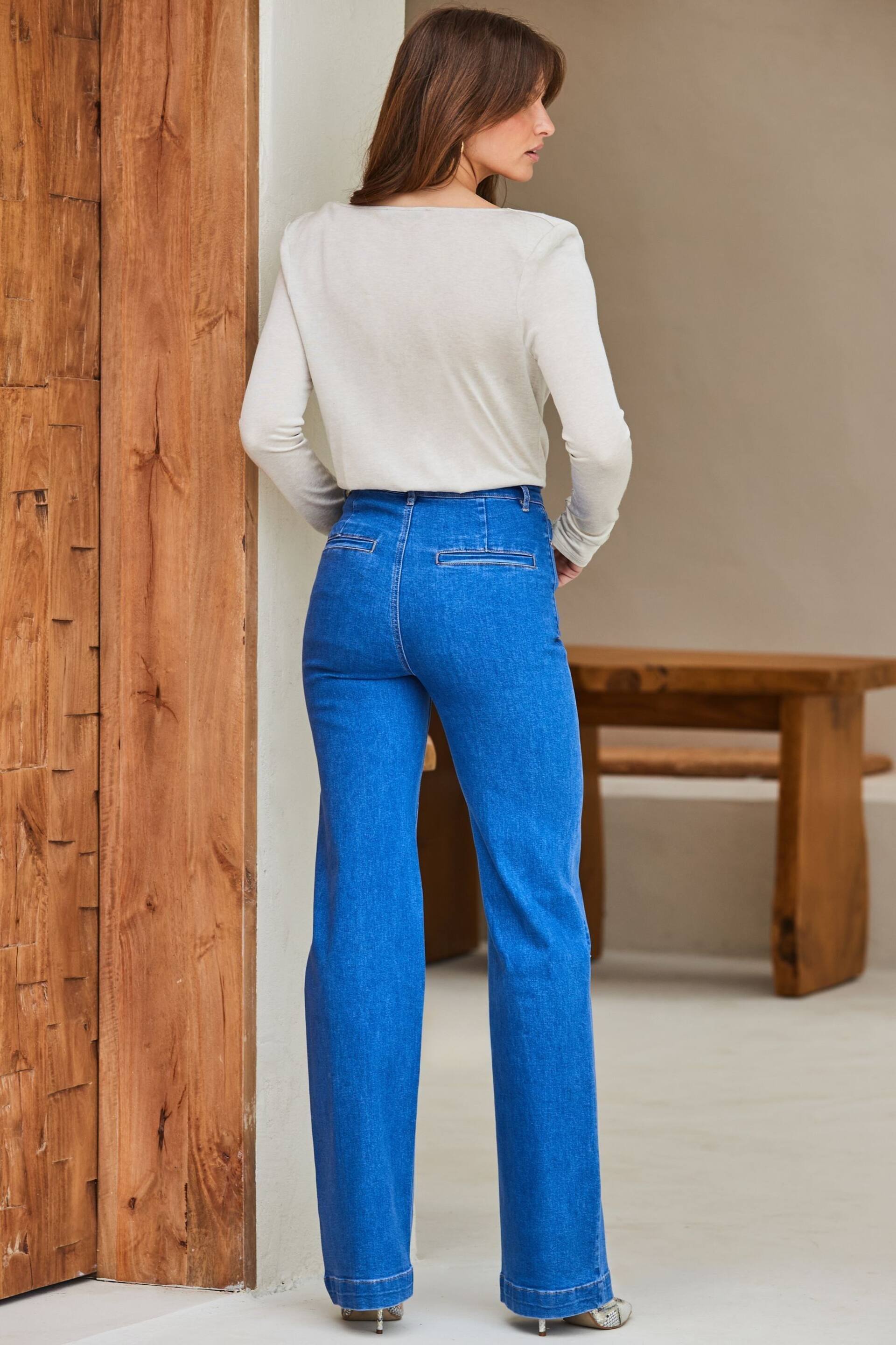 Sosandar Blue Petite Pintuck Jeans - Image 4 of 6