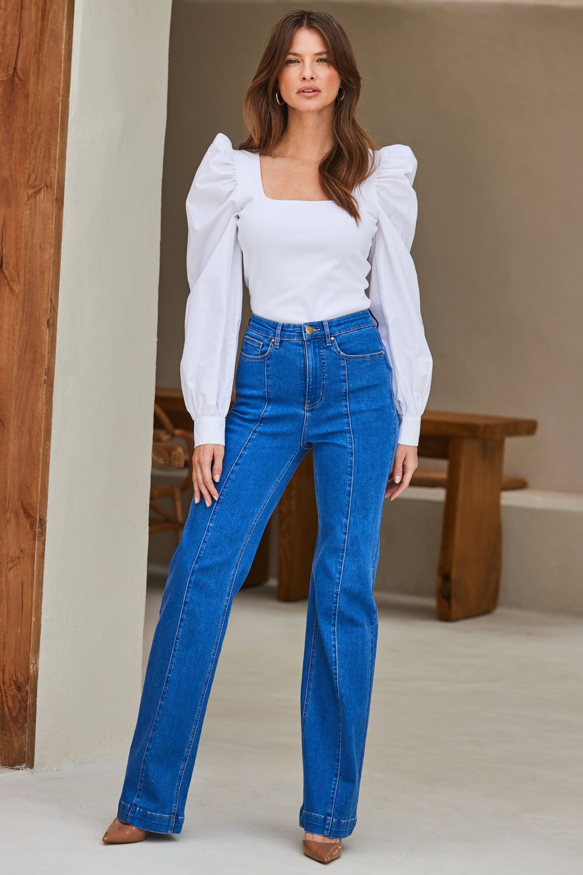 Sosandar Blue Petite Pintuck Jeans - Image 6 of 6