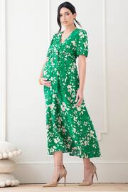 Seraphine Green Tie Front Midi Maternity Dress - Image 1 of 9