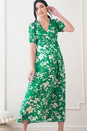 Seraphine Green Tie Front Midi Maternity Dress - Image 2 of 9