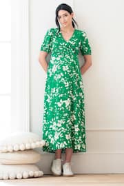 Seraphine Green Tie Front Midi Maternity Dress - Image 3 of 9