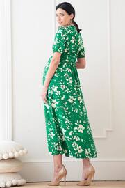 Seraphine Green Tie Front Midi Maternity Dress - Image 4 of 9