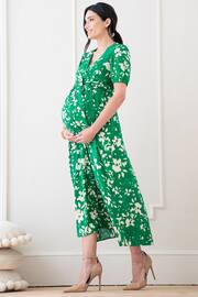 Seraphine Green Tie Front Midi Maternity Dress - Image 5 of 9