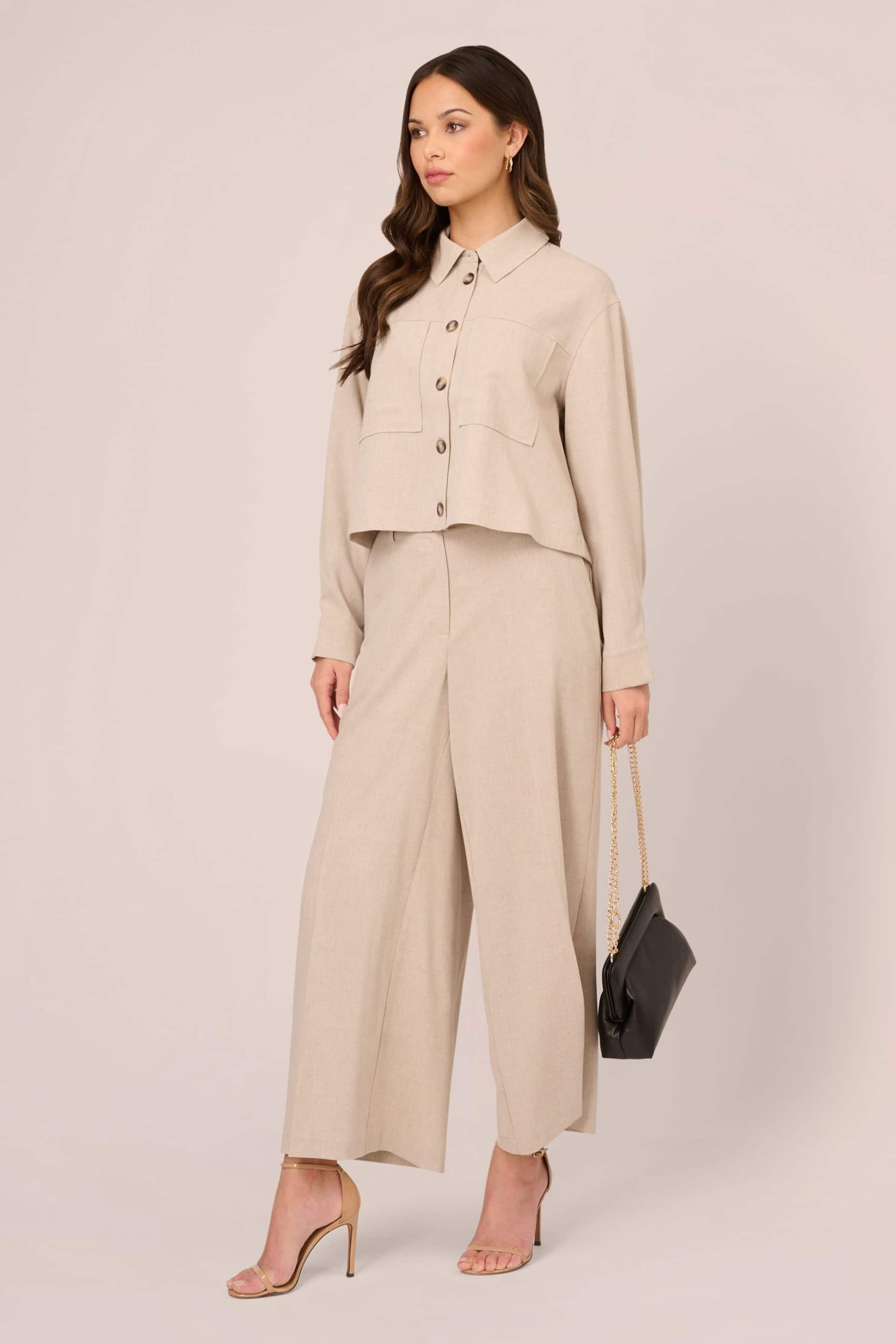Adrianna Papell Natural Solid Long Sleeve Button Up Utility Unlined Jacket - Image 3 of 7