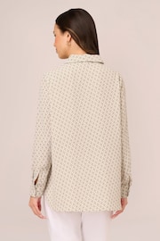 Adrianna Papell Natural Printed Texture Airflow Woven Long Sleeve V-Collar Shirt - Image 2 of 7
