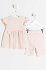 River Island Pink Girls Ribbed Peplum Shorts Set - Image 2 of 4