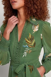 Monsoon Green Erin Embroidered Shirt Dress - Image 3 of 5