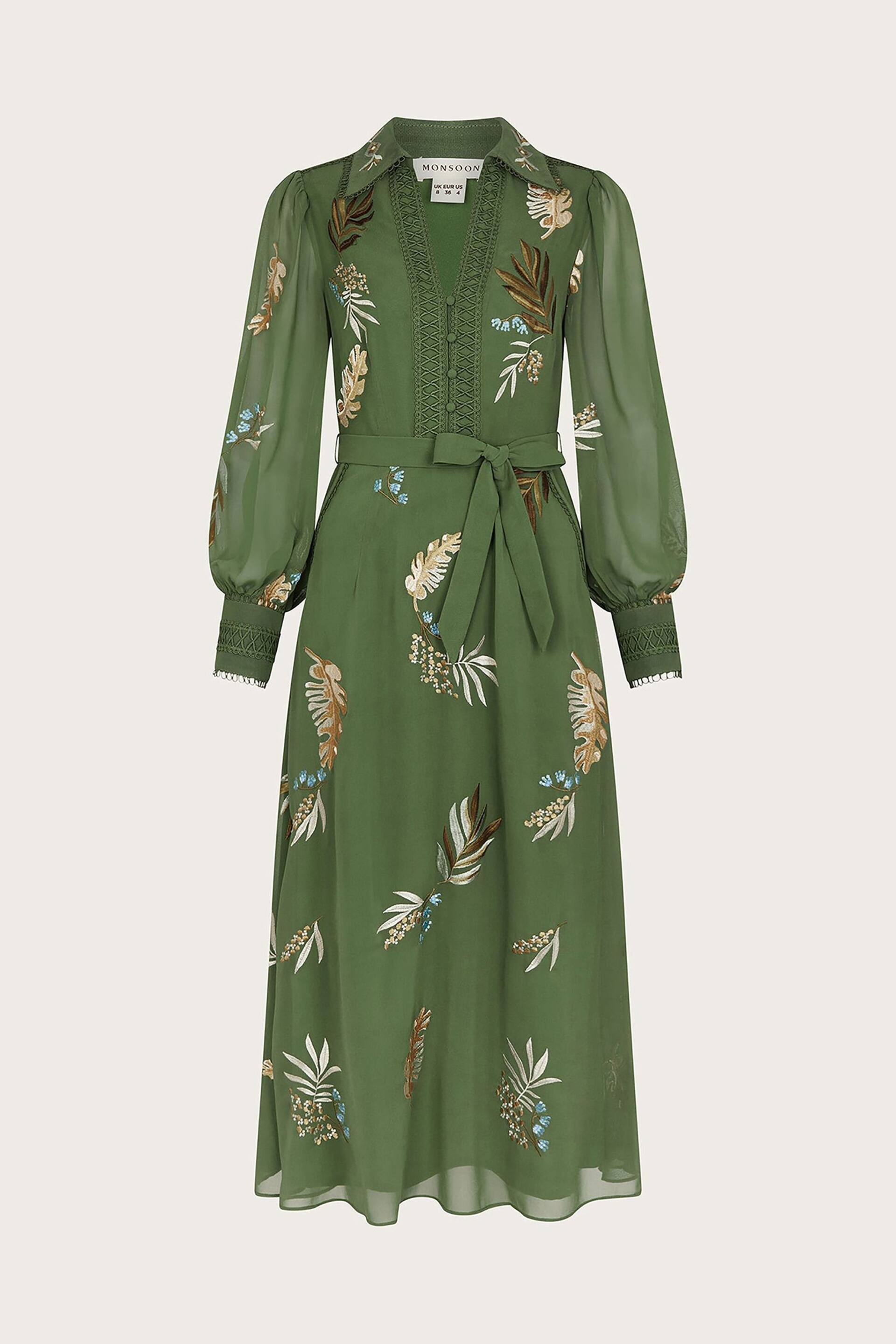 Monsoon Green Erin Embroidered Shirt Dress - Image 5 of 5