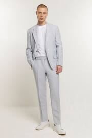 River Island Blue Slim Linen Suit: Trousers - Image 1 of 3