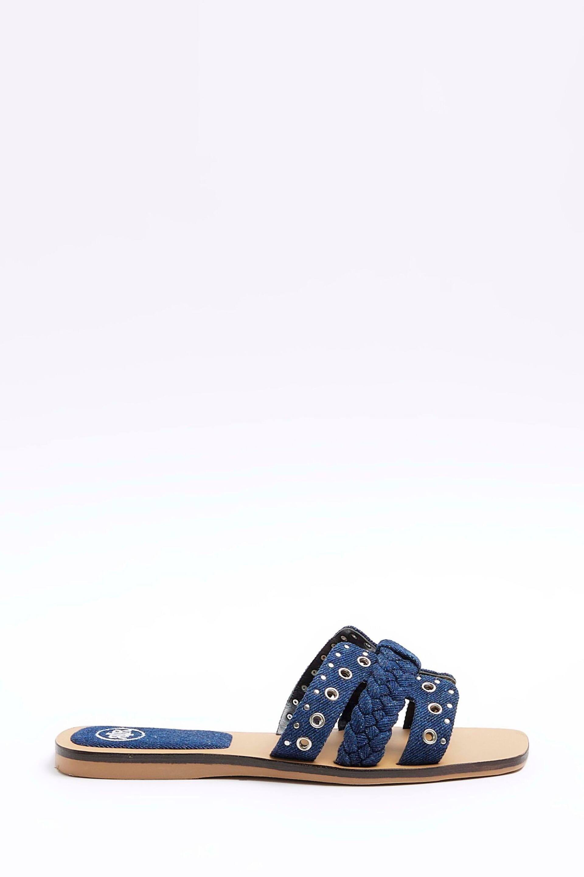 River Island Blue Stud Strap Denim Sandals - Image 1 of 4