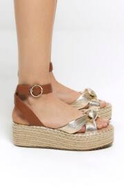 River Island Gold Two Part Espadrille Sandals - Image 1 of 5