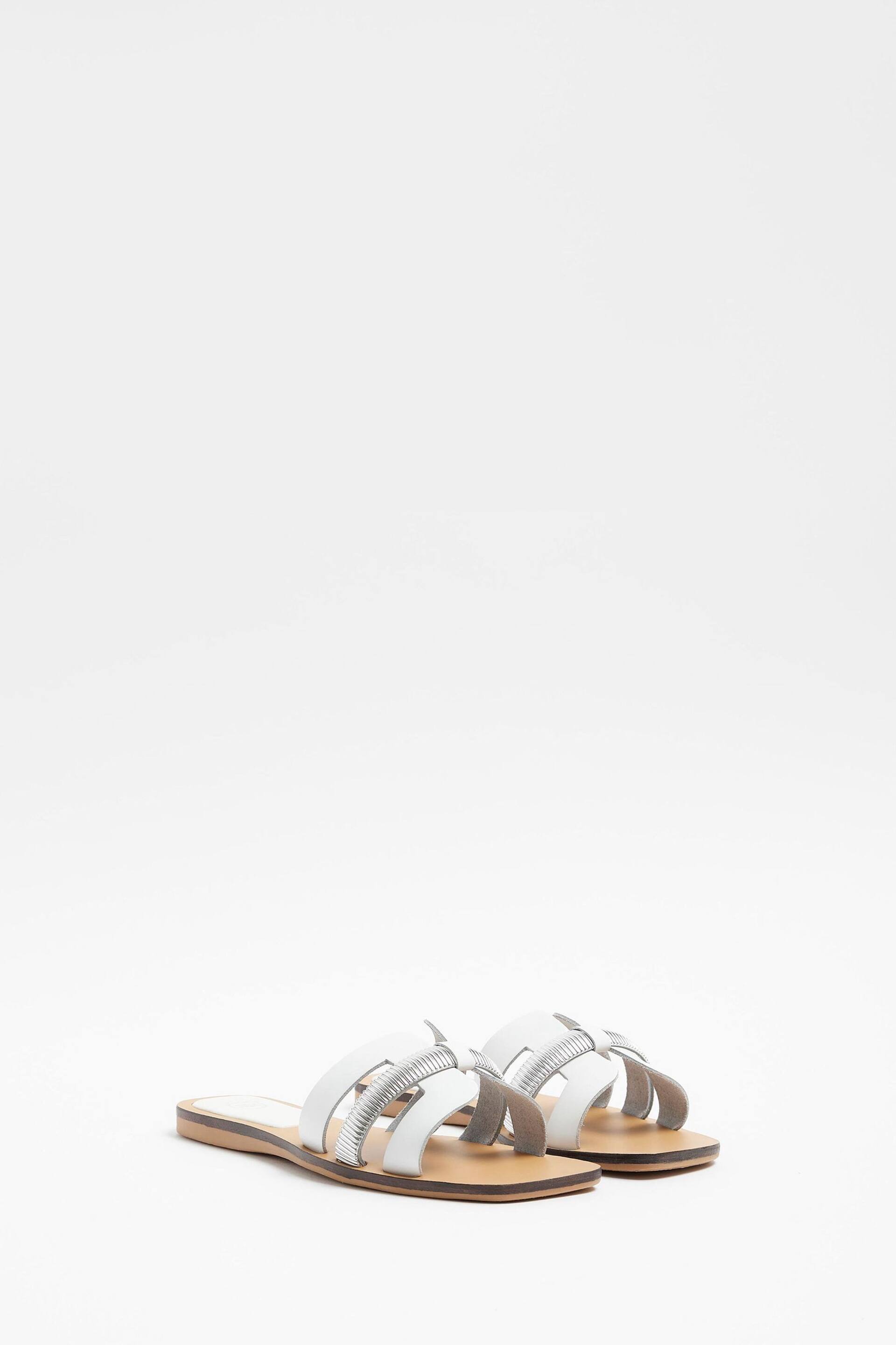 River Island White Cut-Out Strap Leather Sandals - Image 3 of 4