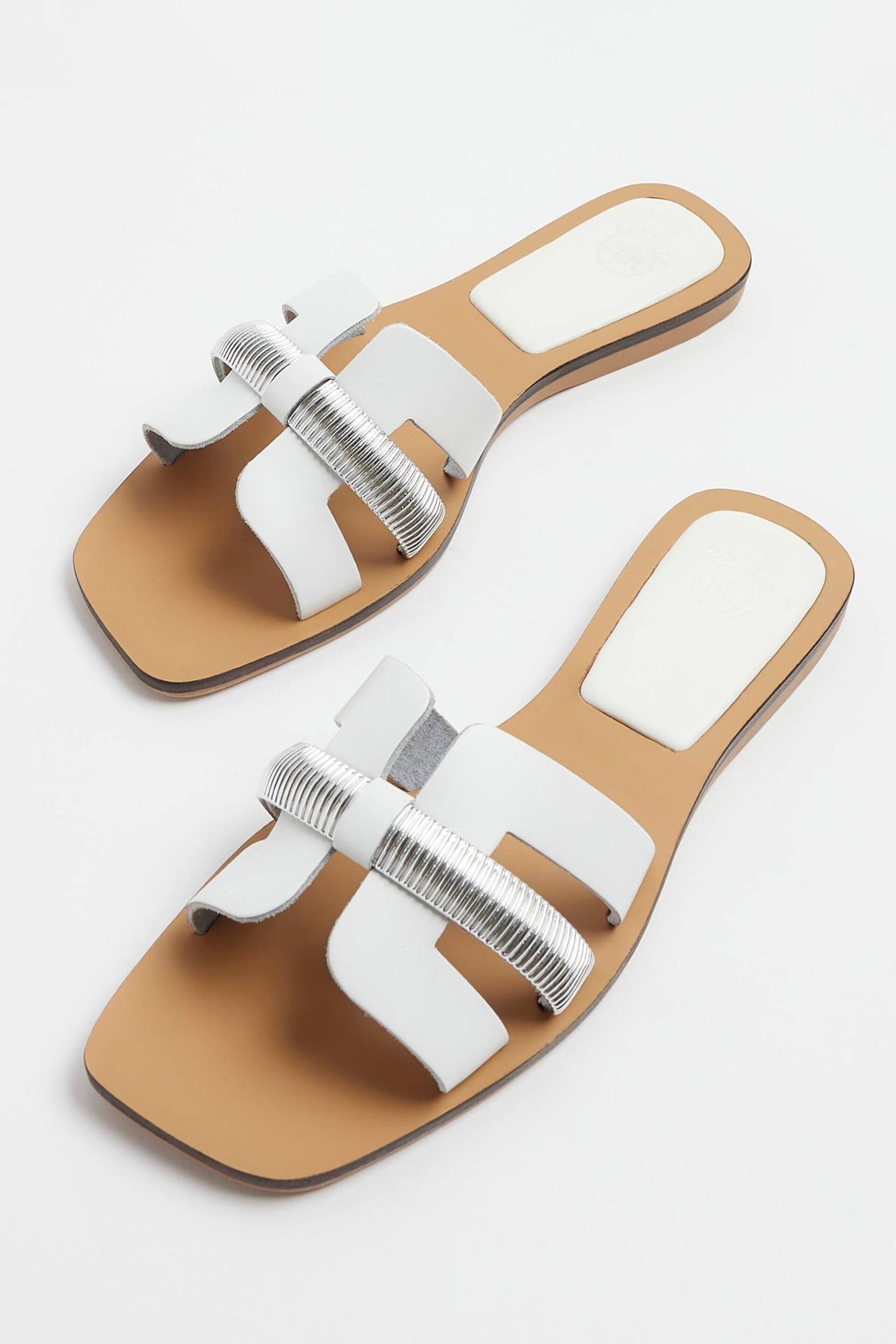 River Island White Cut-Out Strap Leather Sandals - Image 4 of 4