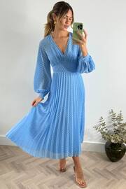 Style Cheat Blue Dannica Pleated Balloon Sleeve Maxi Dress - Image 1 of 4