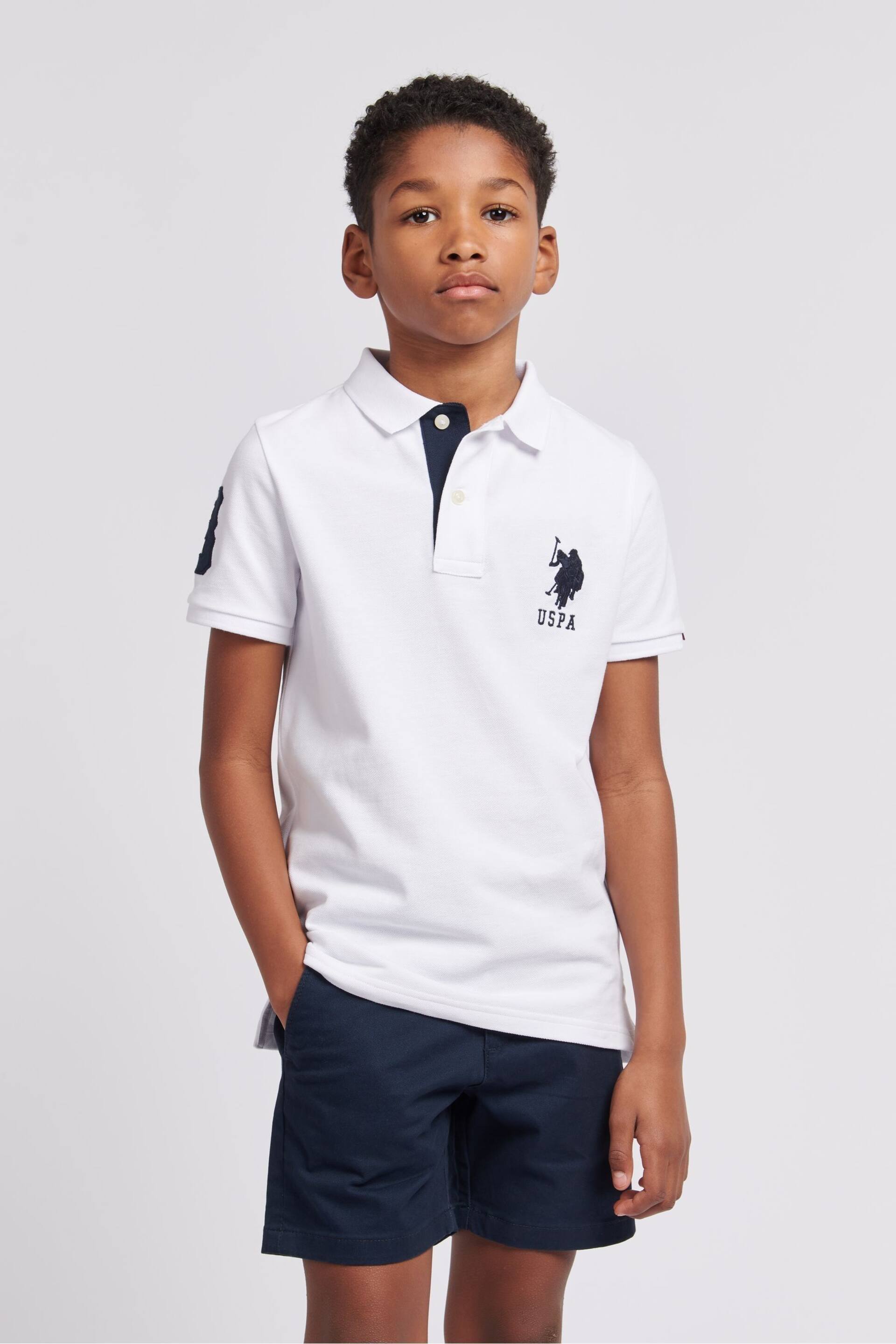 U.S. Polo Assn. Boys Blue Player 3 Pique Polo Shirt - Image 1 of 7