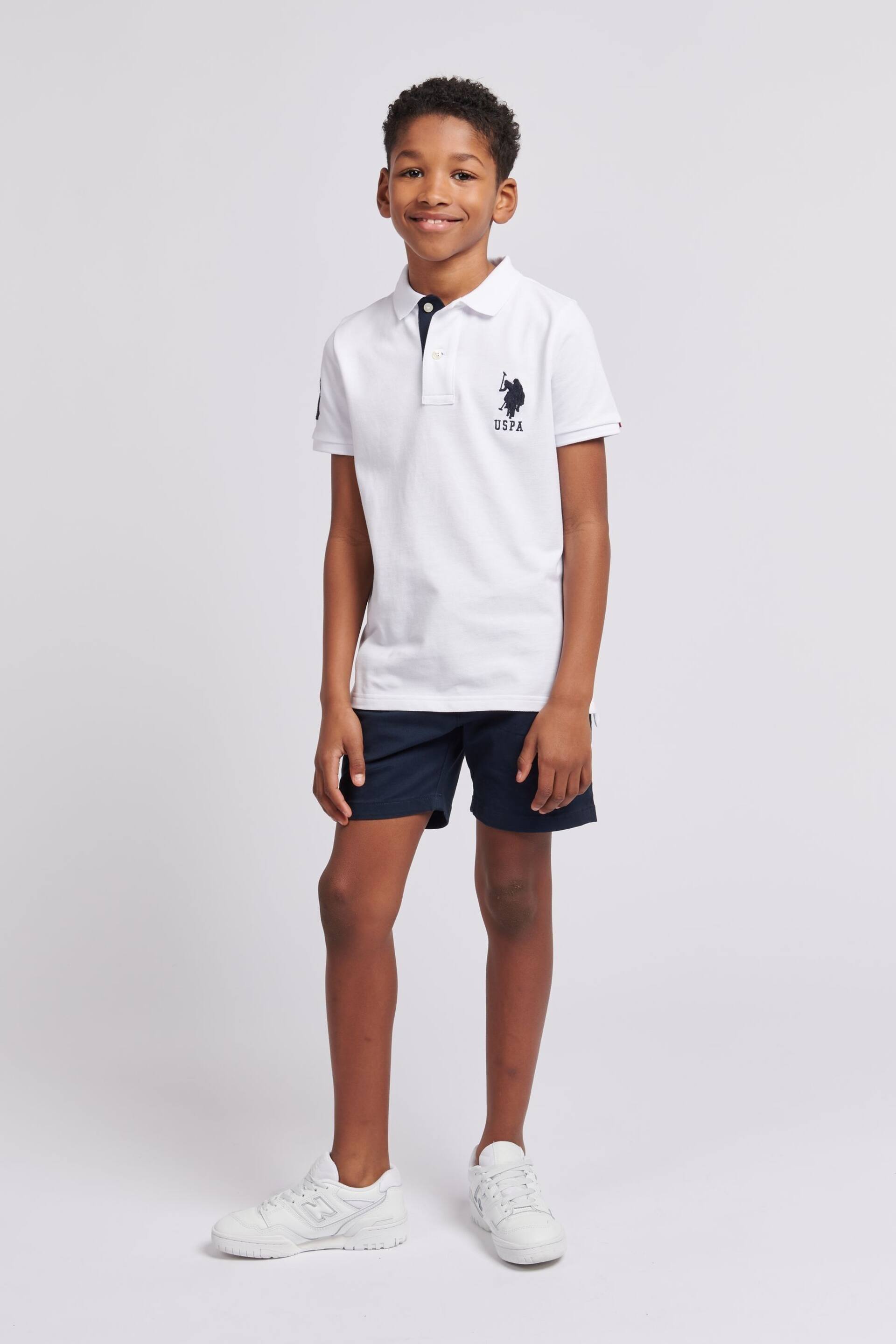 U.S. Polo Assn. Boys Blue Player 3 Pique Polo Shirt - Image 3 of 7