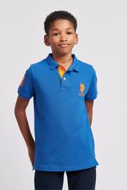 U.S. Polo Assn. Boys Blue Player 3 Pique Polo Shirt - Image 1 of 7