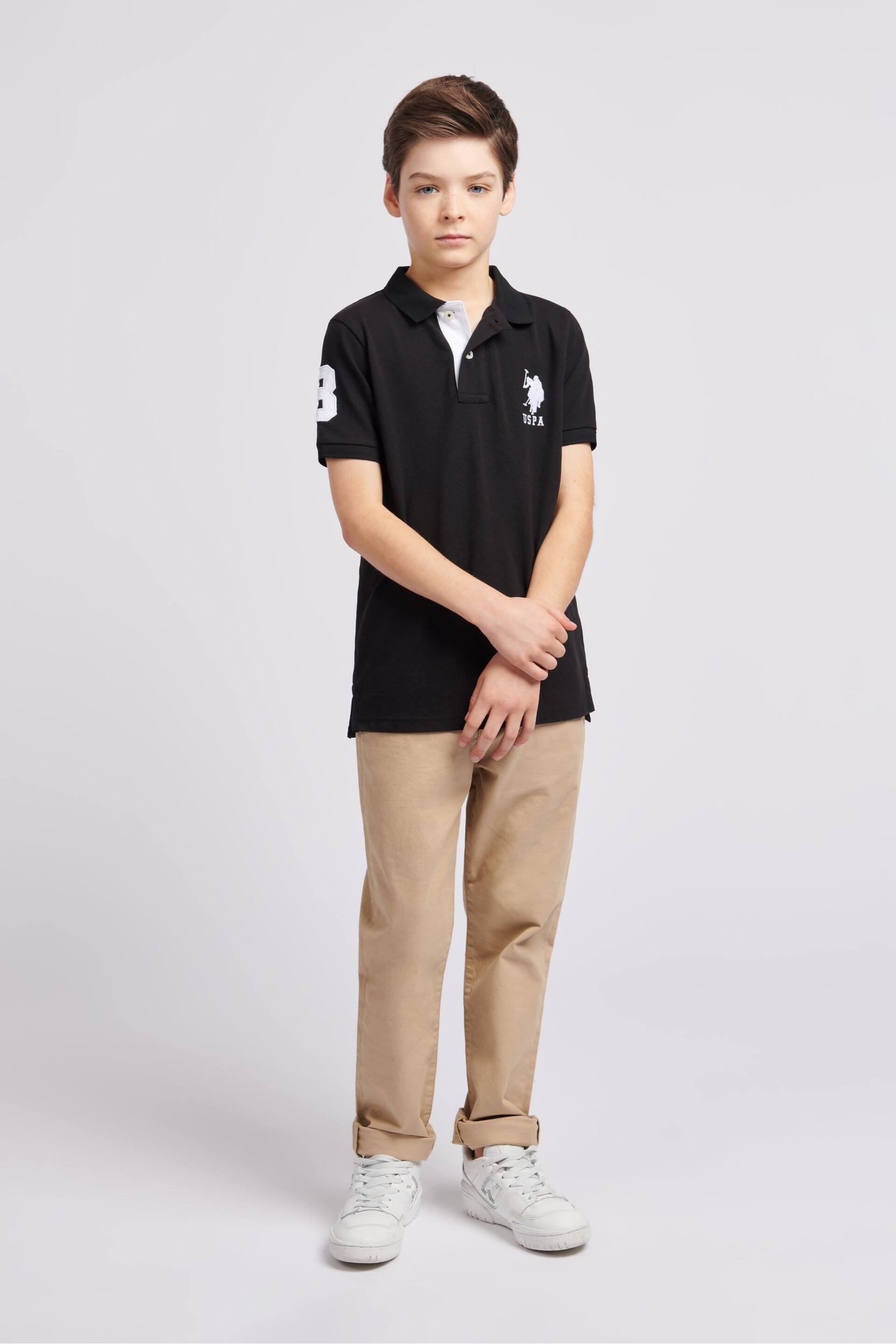 U.S. Polo Assn. Boys Blue Player 3 Pique Polo Shirt - Image 3 of 7