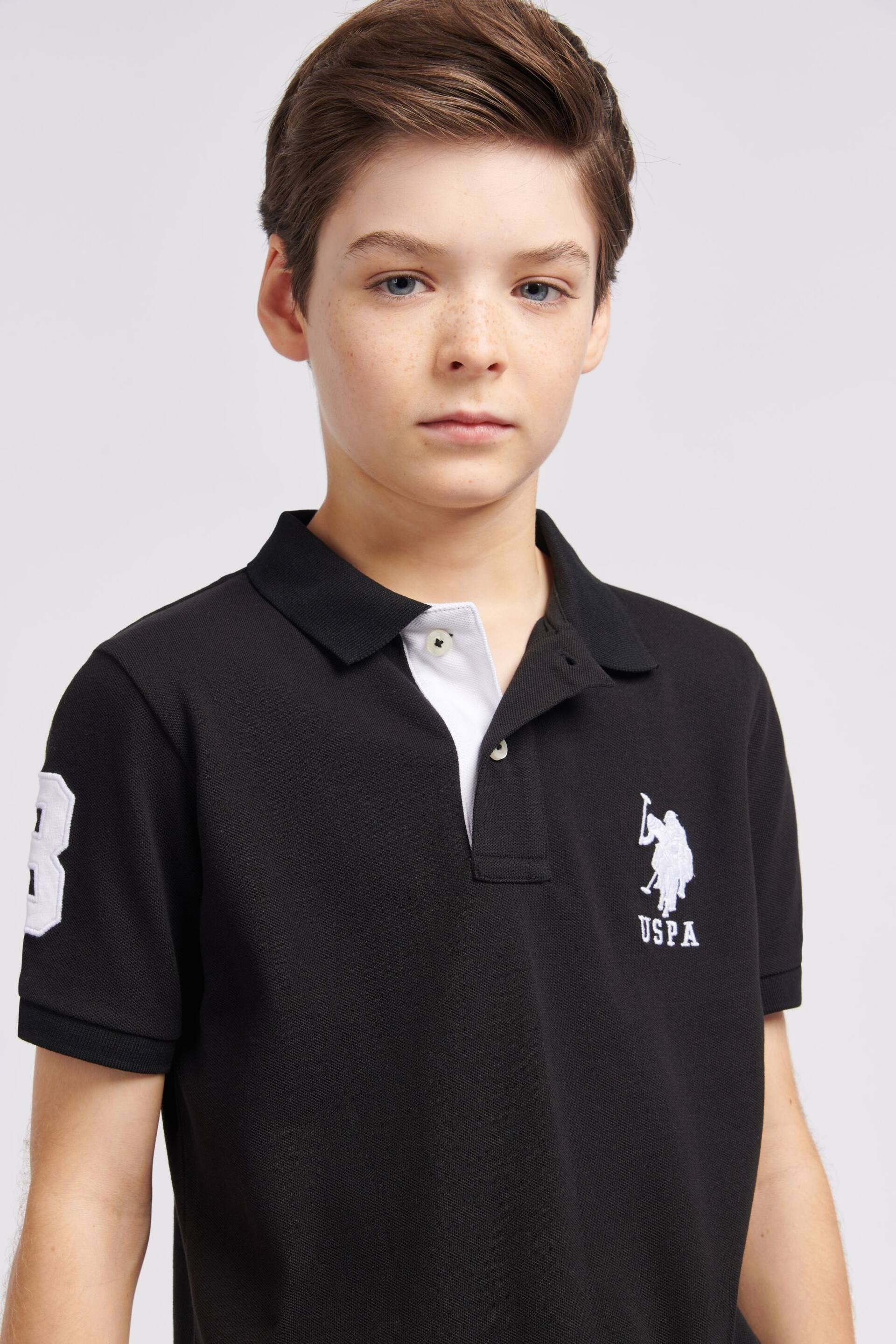 U.S. Polo Assn. Boys Blue Player 3 Pique Polo Shirt - Image 4 of 7