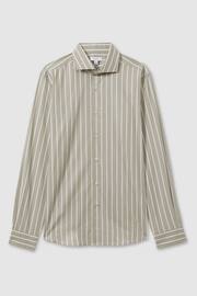 Reiss Sage/White Omar Cotton Striped Cutaway Collar Shirt - Image 2 of 6