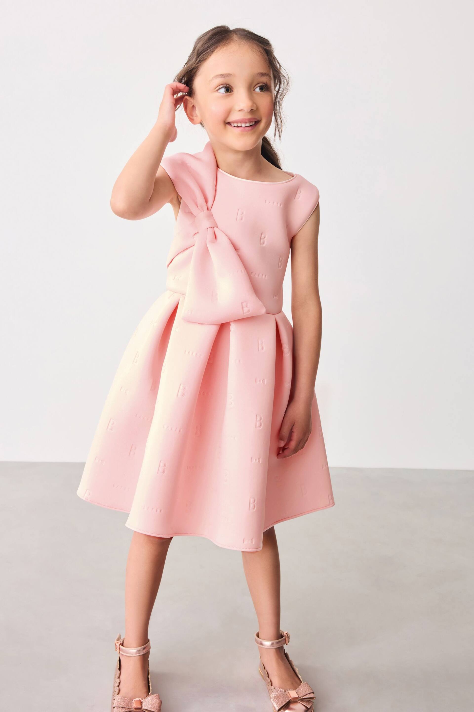 Baker by Ted Baker Bow Embossed Scuba Pink Dress - Image 1 of 5