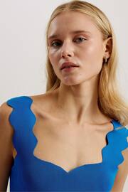 Ted Baker Blue Sharmay Scallop Detail Bodycon Dress - Image 3 of 5