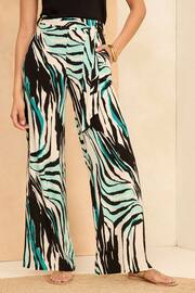 Love & Roses White Zebra Printed Belted Wide Leg Trousers - Image 1 of 1