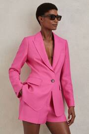 Reiss Pink Hewey Petite Tailored Textured Single Breasted Suit: Blazer - Image 3 of 7