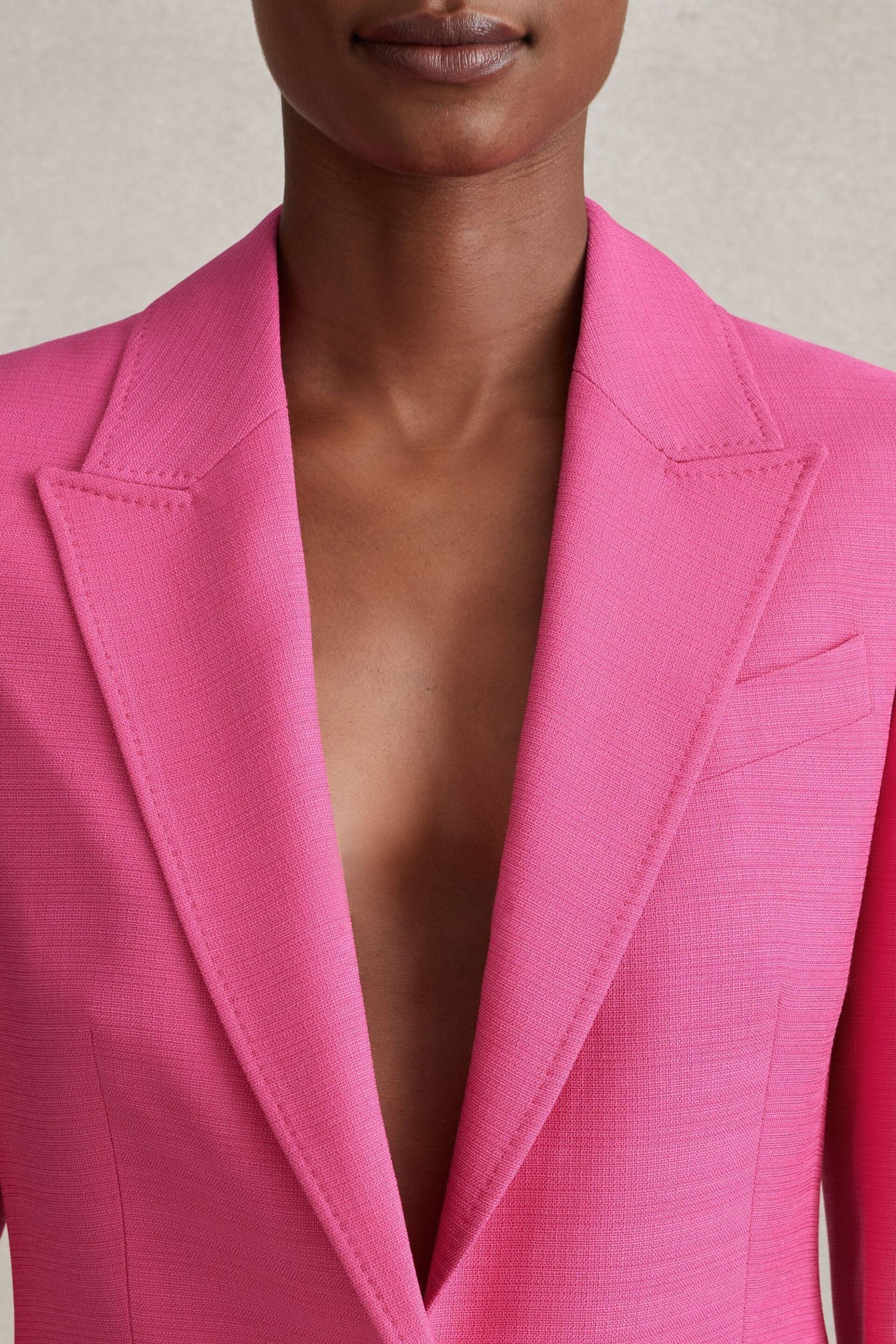 Reiss Pink Hewey Petite Tailored Textured Single Breasted Suit: Blazer - Image 4 of 7