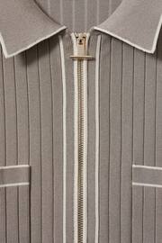Reiss Stone Christophe Ribbed Dual Zip-Front Shirt - Image 6 of 6
