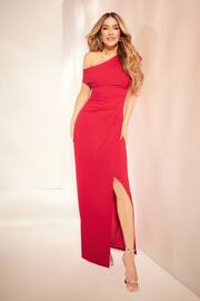 Lipsy Red Off The Shoulder Gathered Waist Maxi Dress - Image 1 of 4