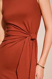 Lipsy Red Sleeveless Racer Tie Side Jersey Midi Dress - Image 4 of 4