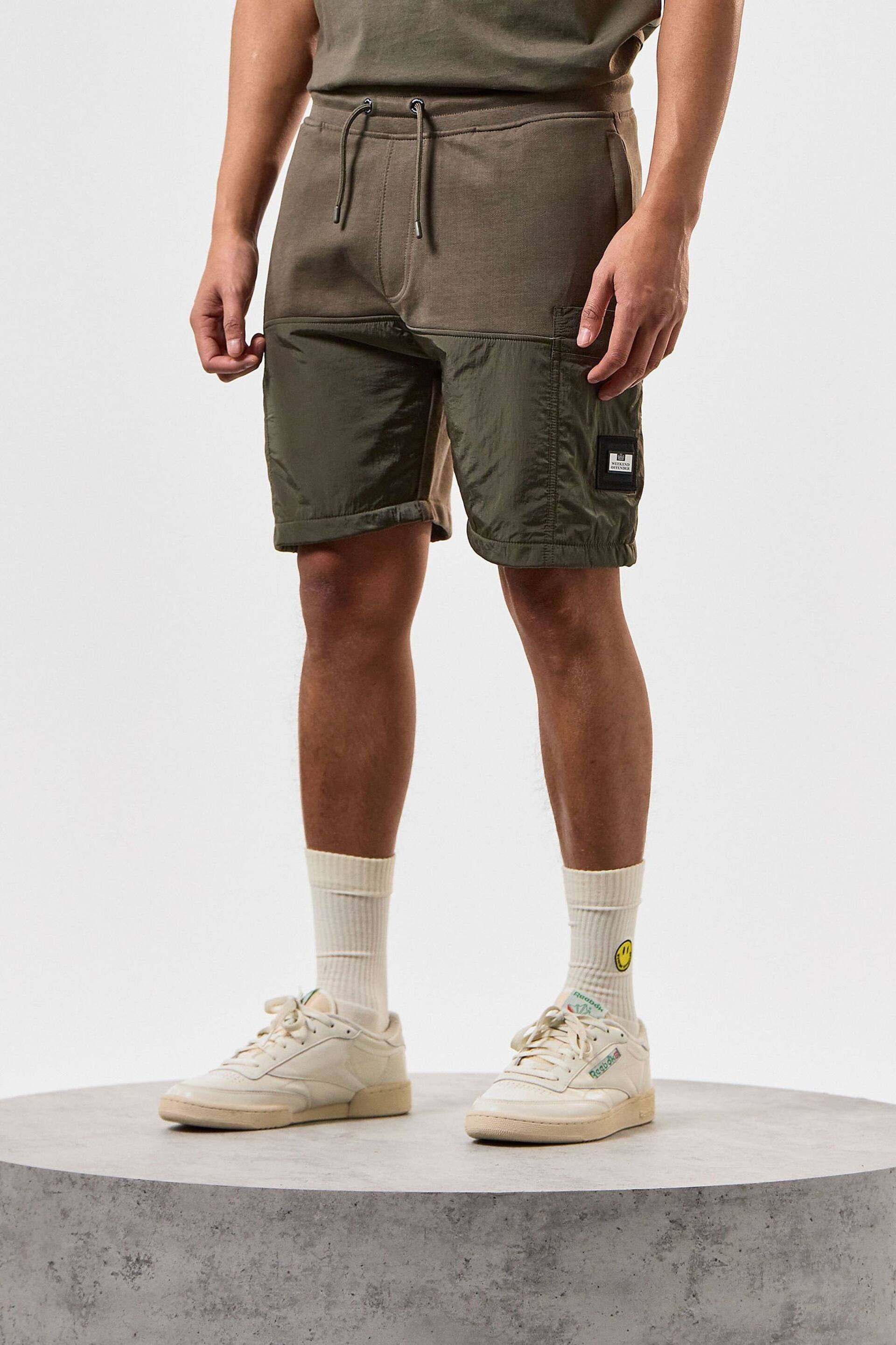 Weekend Offender Mens Green Azeez Jog Shorts - Image 1 of 5