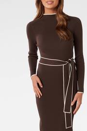 Forever New Brown Ariella Petite Knit Midi Dress - Image 4 of 4