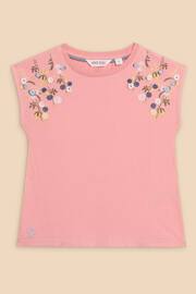 White Stuff Pink Embroidered T-Shirt - Image 1 of 3