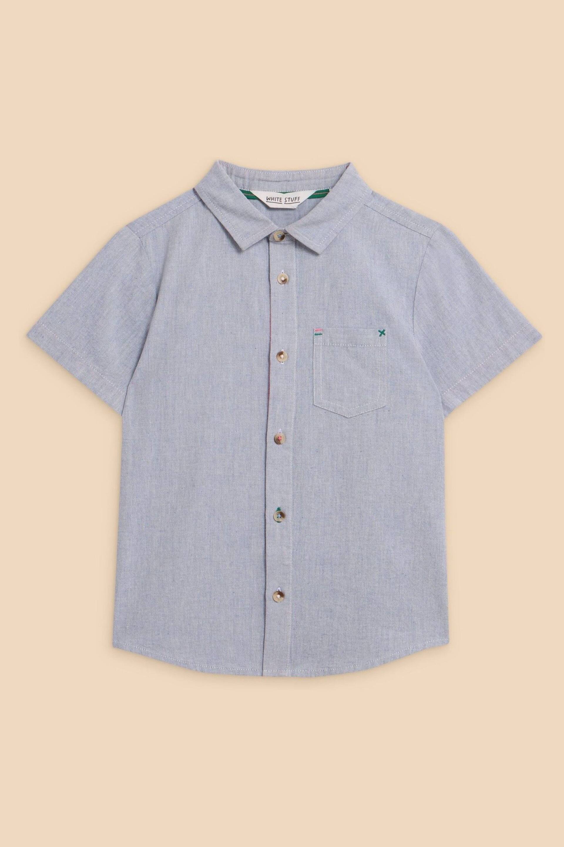 White Stuff Blue Chambray Short Sleeve Shirt - Image 1 of 3