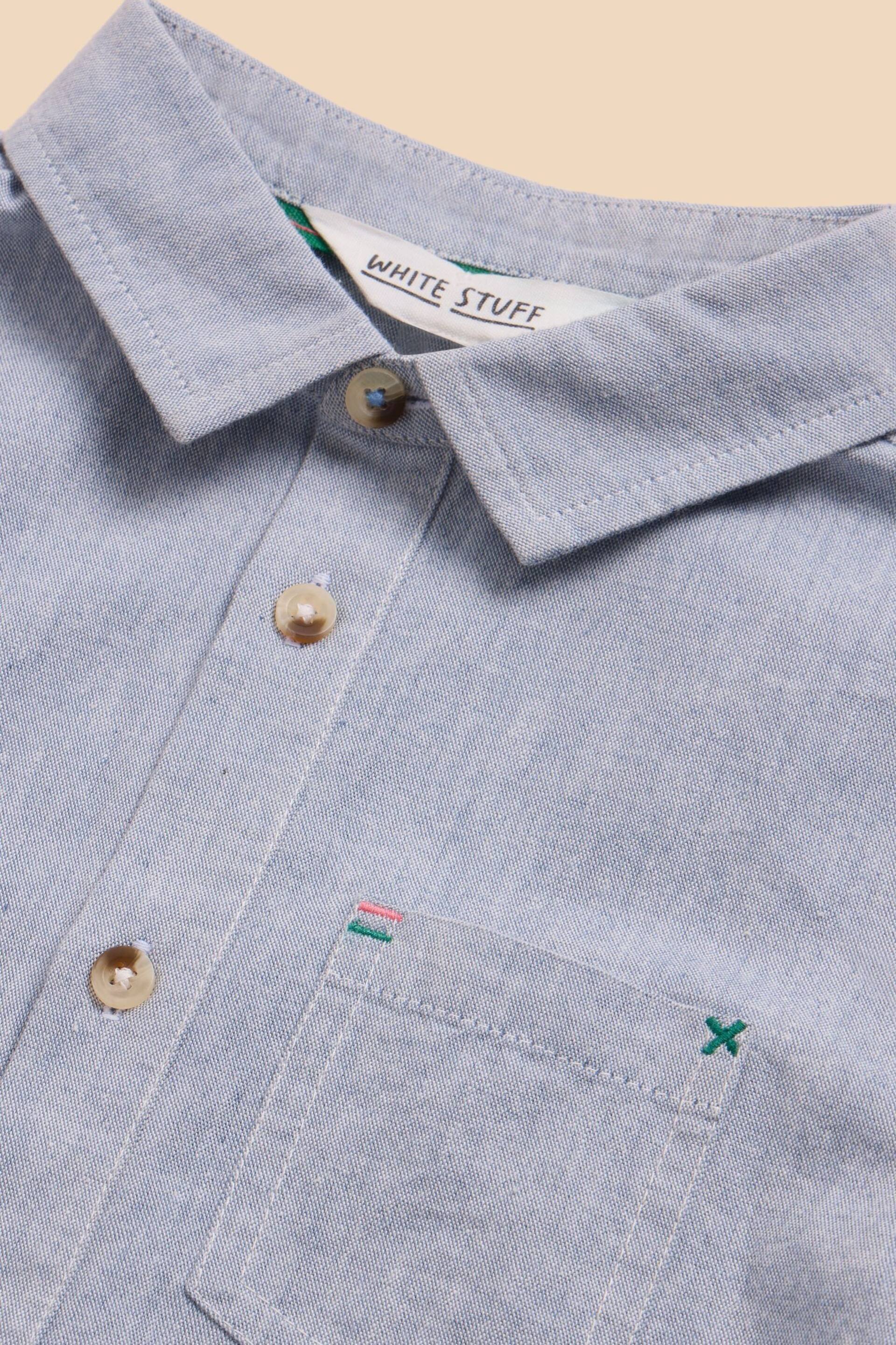 White Stuff Blue Chambray Short Sleeve Shirt - Image 3 of 3